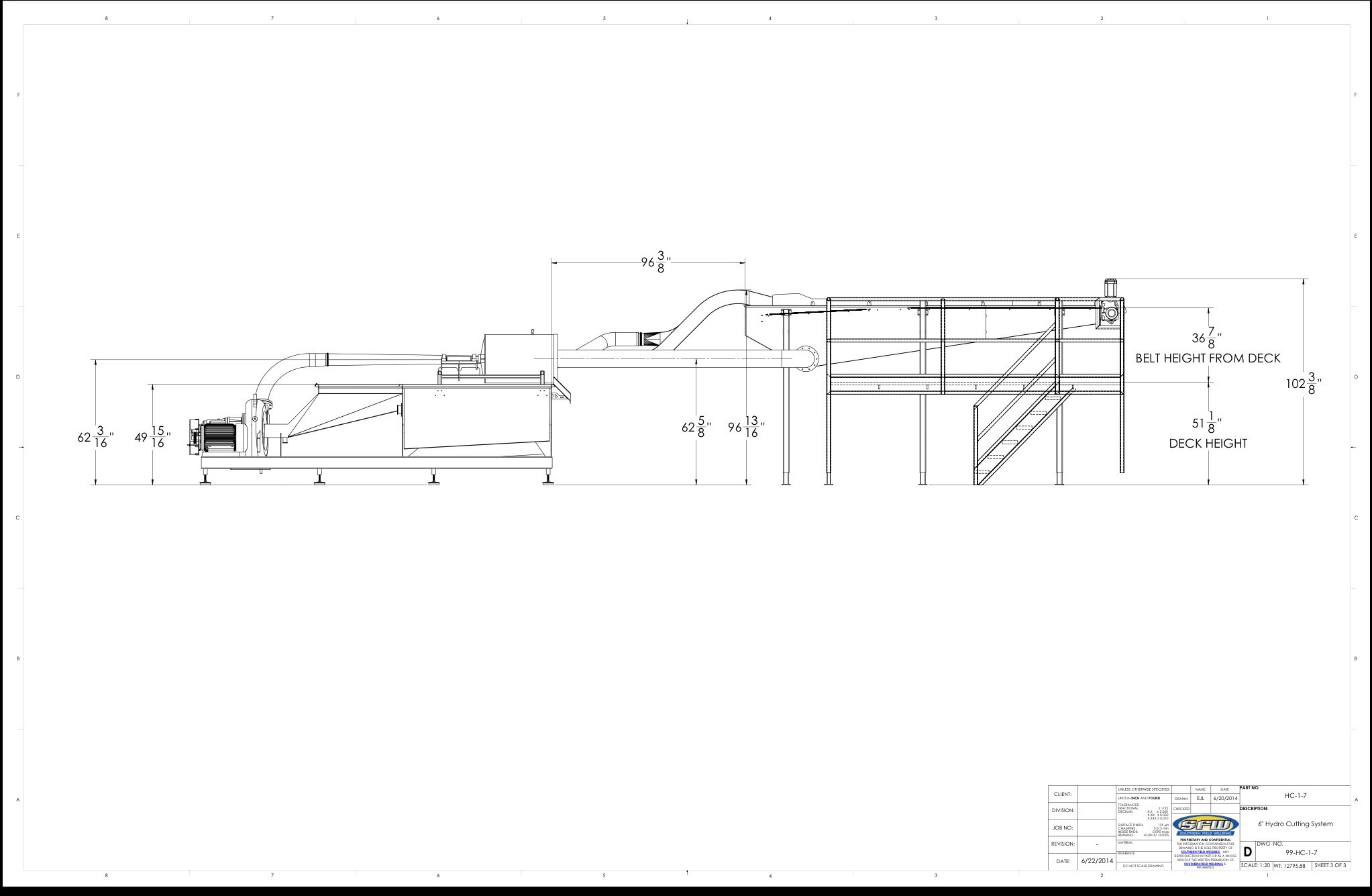 Hydro-cutting system layout configuration option 4