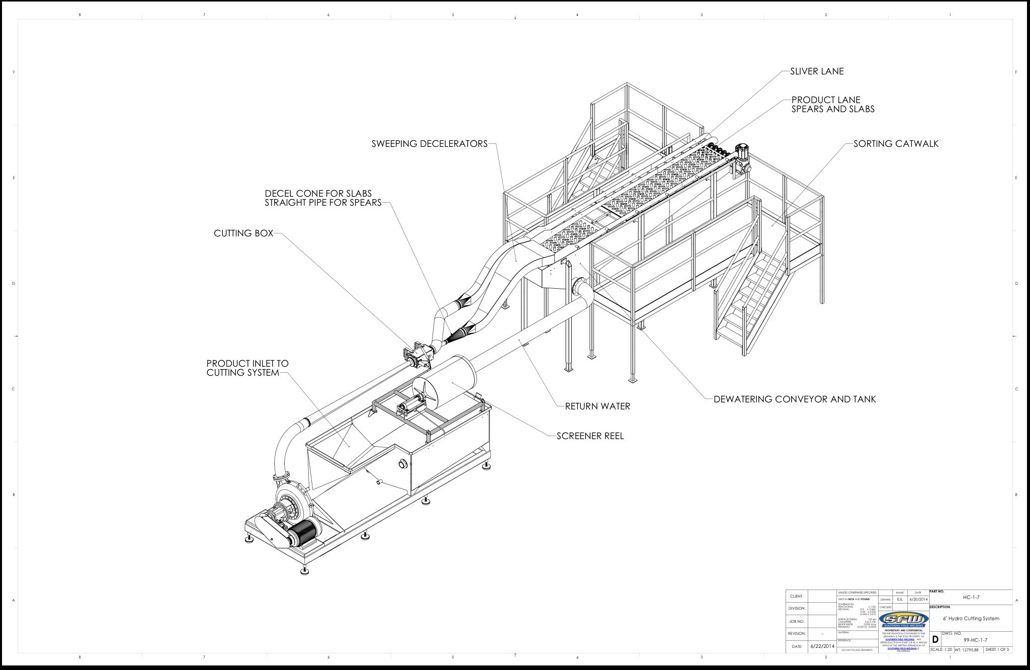Hydro-cutting system layout configuration option 1