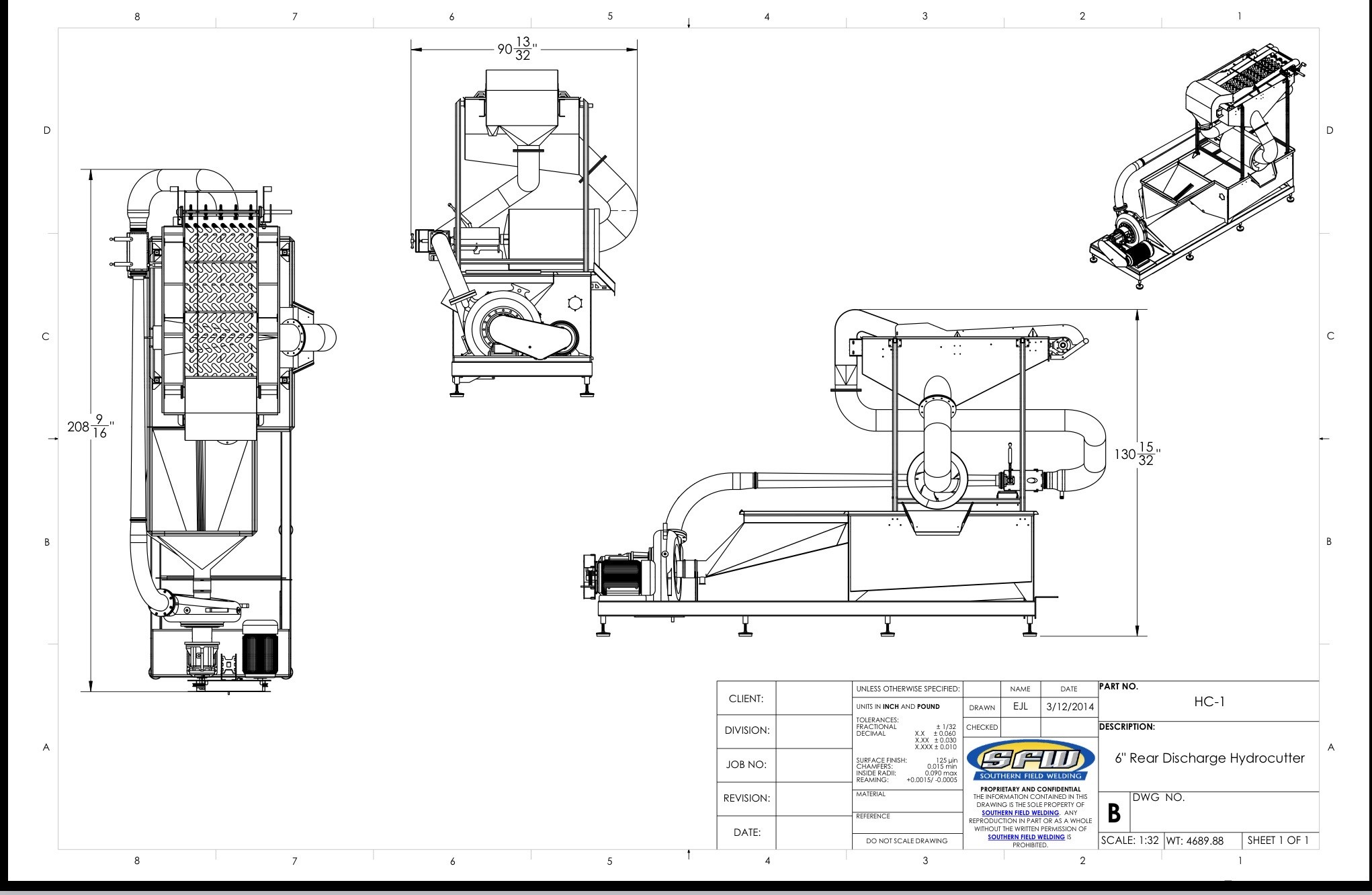 Hydro-cutting system layout configuration option 3