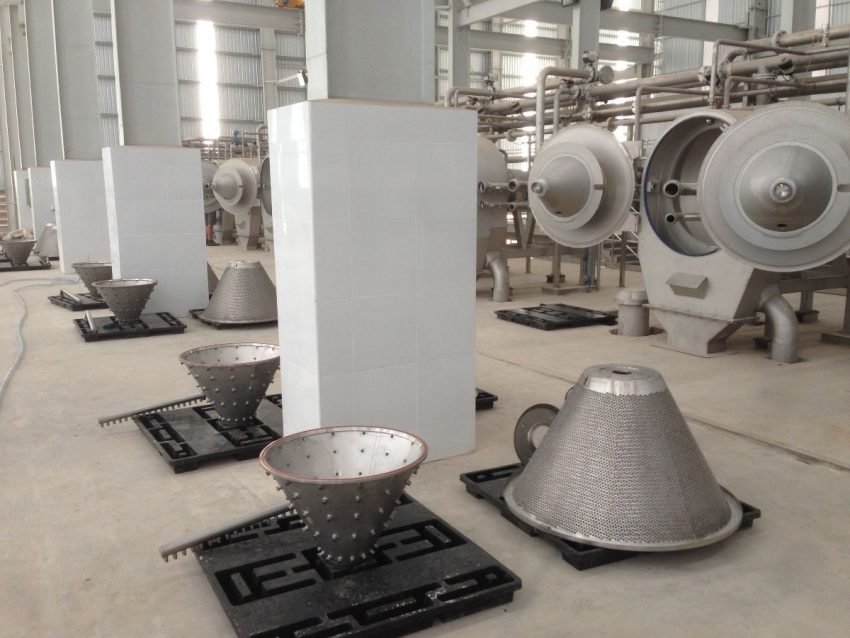 Starch processing equipment on a production floor